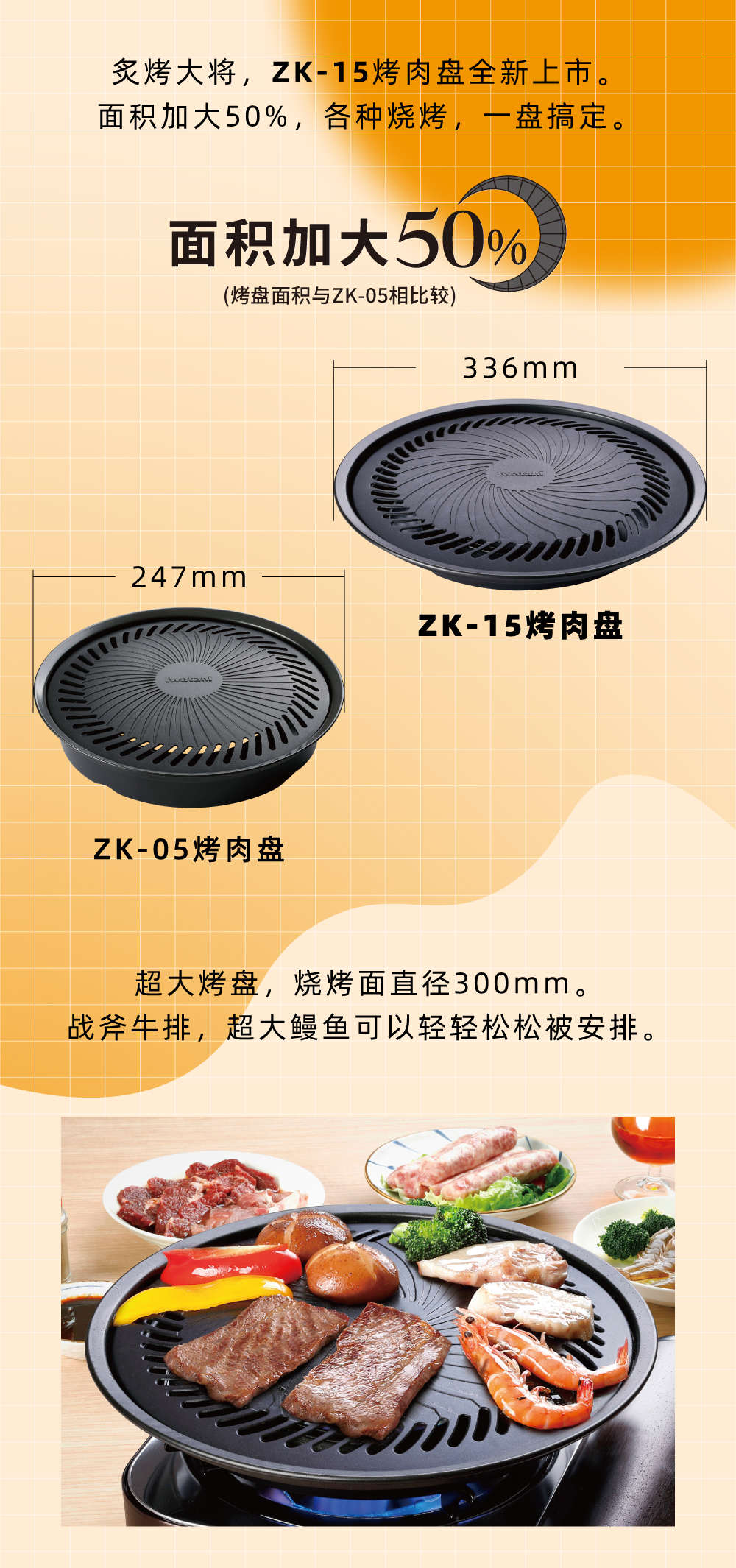 炙烤大將，zk-15全新上市。面積加大50%，各種燒烤，一盤搞定。